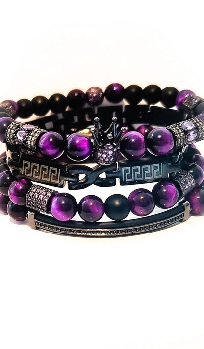 Men's "Purple " Crown Bracelet set L.Signature Collection