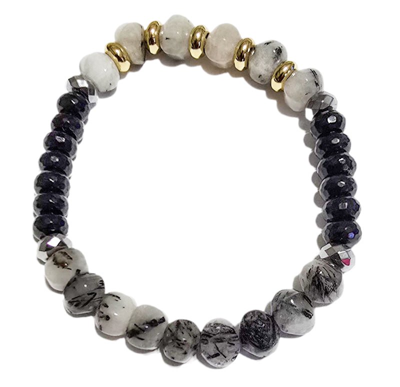 Men's Tourmaline Quartz and Onyx Bracelet - L.Signature Collection by L.Styles