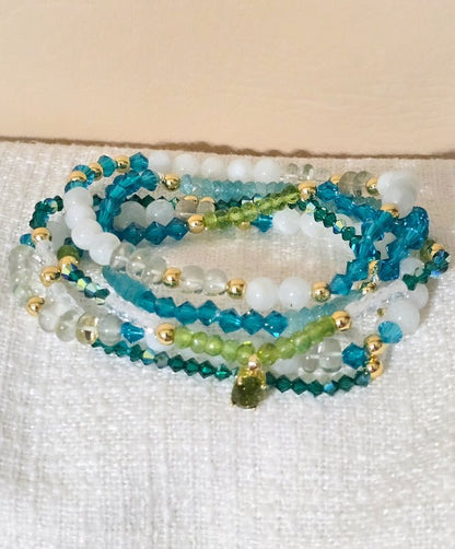 Moonstone and Peridot Stacked Bracelet set - L.Signature Collection by L.Styles