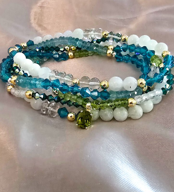 Moonstone and Peridot Stacked Bracelet set - L.Signature Collection by L.Styles