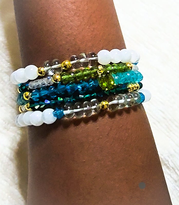 Moonstone and Peridot Stacked Bracelet set - L.Signature Collection by L.Styles