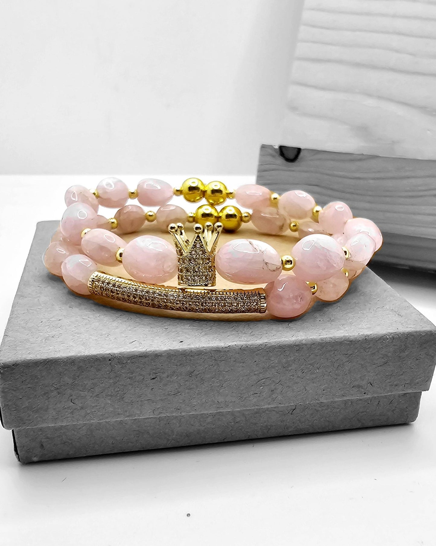 Morganite Crown Bracelet set L.Signature Collection by L.Styles