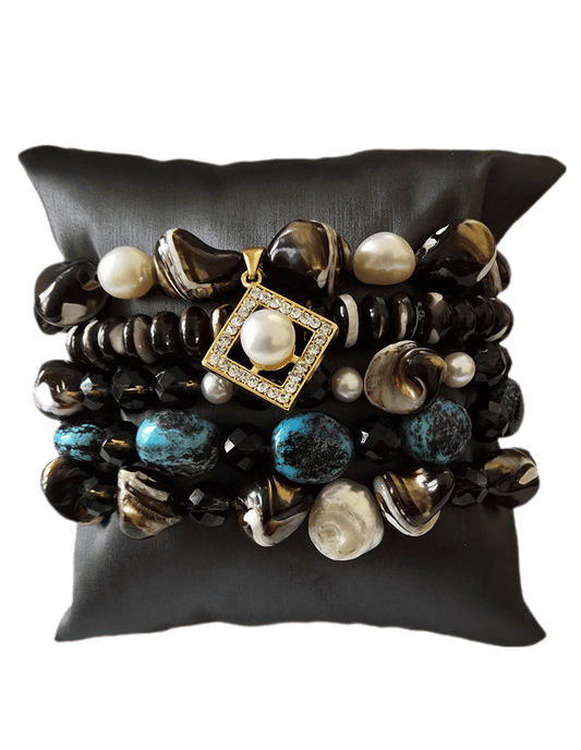 Mother of Pearl and Smoky Quartz Bracelet - L.Signature Collection by L.Styles