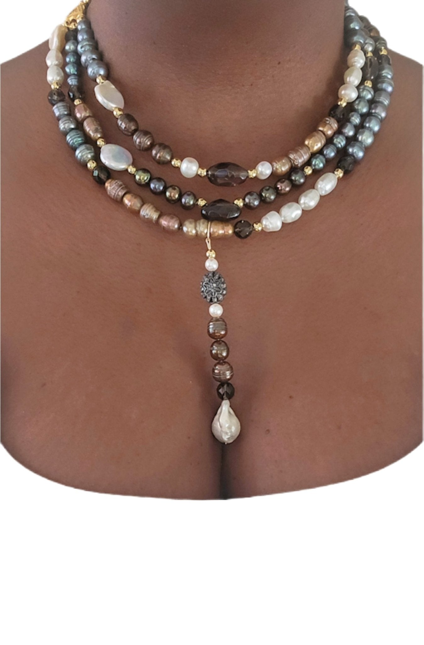 Multicolored Freshwater Pearl Collar Necklace - L.Signature Collection by L.Styles