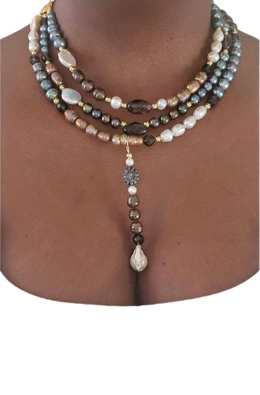 Multicolored Freshwater Pearl Collar Necklace - L.Signature Collection by L.Styles
