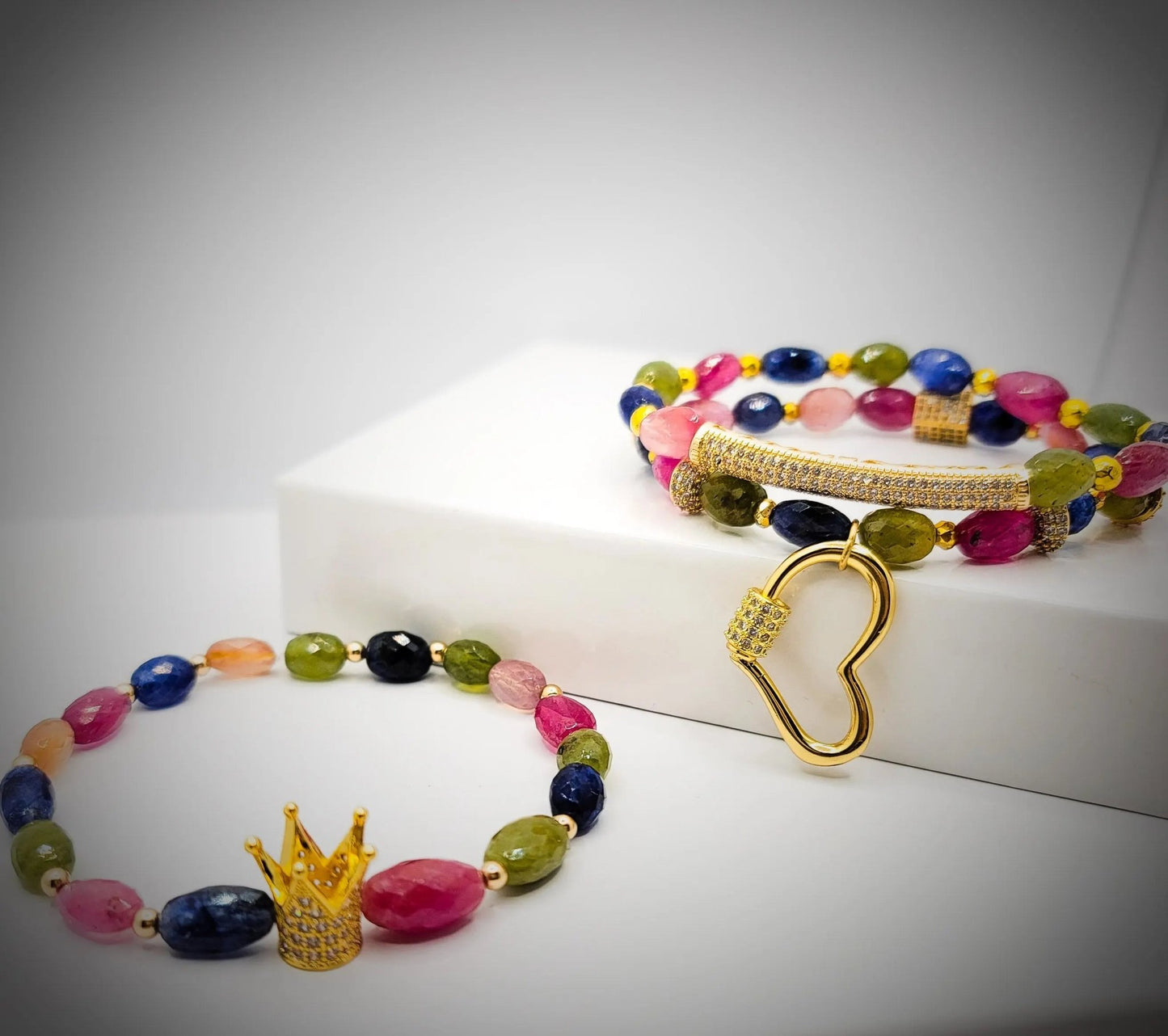 Multicolored Sapphire Crown Bracelet set L.Signature Collection