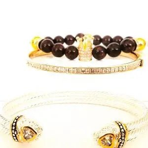 My " Luck" Crown Bracelet Set | Garnet Bracelet set L.Signature Collection