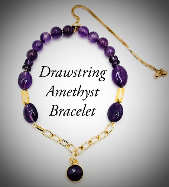 Natural Amethyst Drawstring Bracelet L.Signature Collection by L.Styles