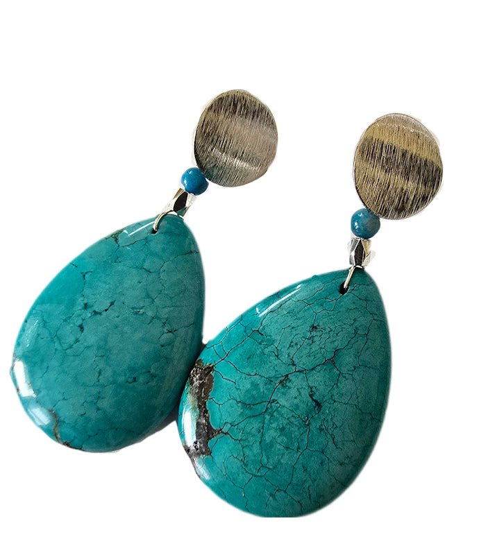 Natural Blue Pear Shaped Turquoise Earrings - L.Signature Collection by L.Styles