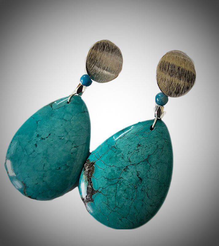 Natural Blue Pear Shaped Turquoise Earrings - L.Signature Collection by L.Styles