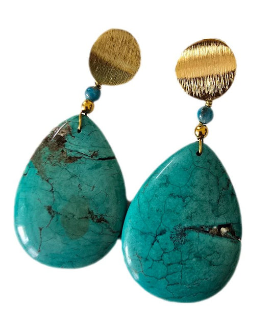 Natural Blue Pear Shaped Turquoise Earrings - L.Signature Collection by L.Styles