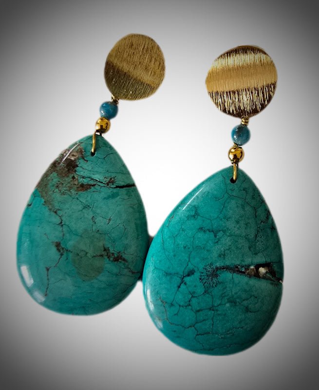 Natural Blue Pear Shaped Turquoise Earrings - L.Signature Collection by L.Styles