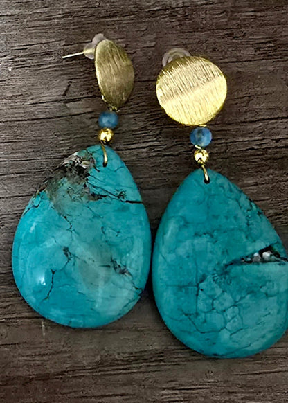 Natural Blue Pear Shaped Turquoise Earrings - L.Signature Collection by L.Styles