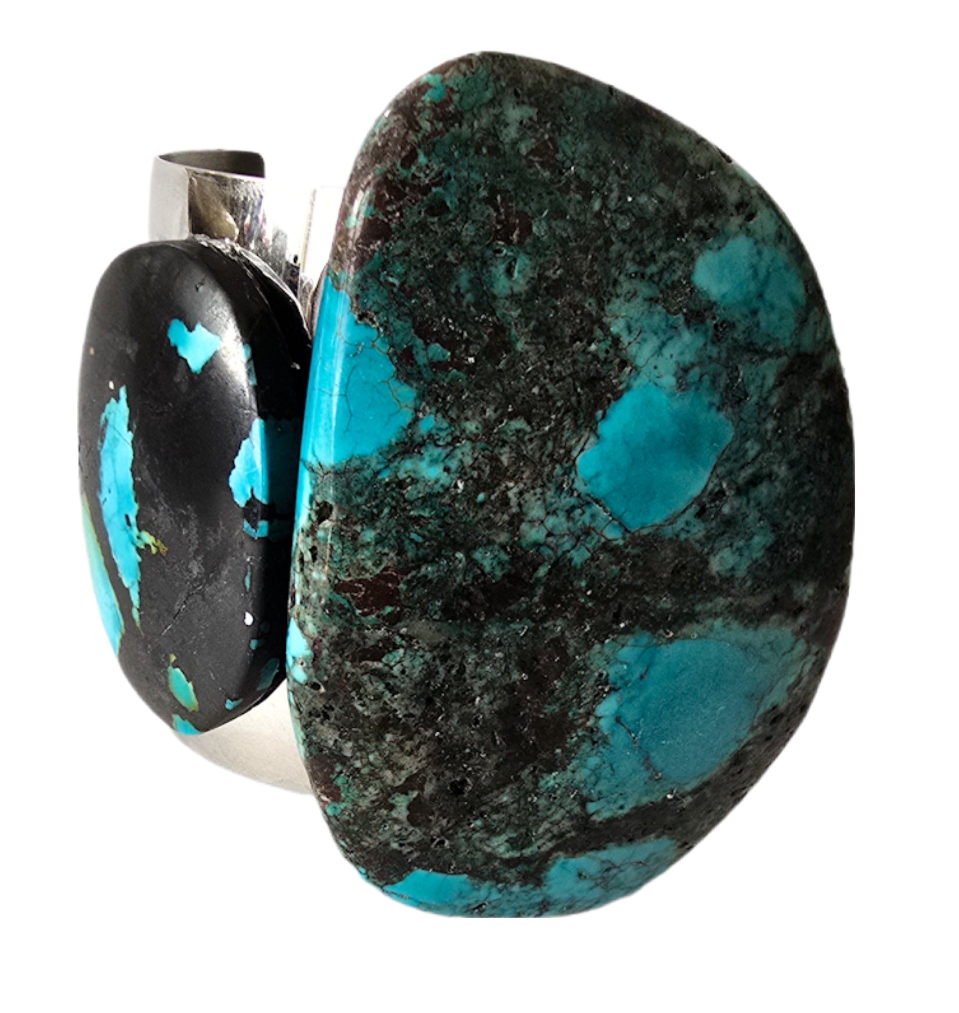 Natural Blue Turquoise and Silver Cuff Bangle - L.Signature Collection by L.Styles