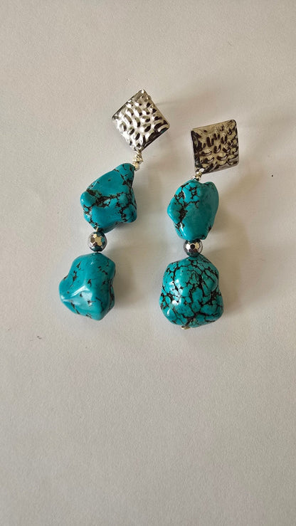 Natural Blue Turquoise Earrings - L.Signature Collection by L.Styles
