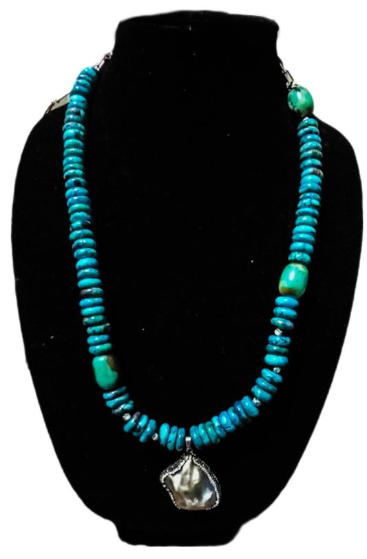 Natural Blue Turquoise Necklace - L.Signature Collection by L.Styles
