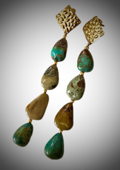 Natural Earthtone Turquoise Earrings - L.Signature Collection by L.Styles
