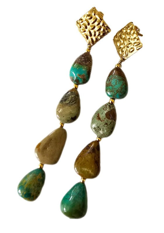 Natural Earthtone Turquoise Earrings - L.Signature Collection by L.Styles