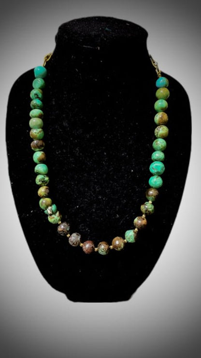 Natural Green and Brown Turquoise Necklace - L.Signature Collection by L.Styles