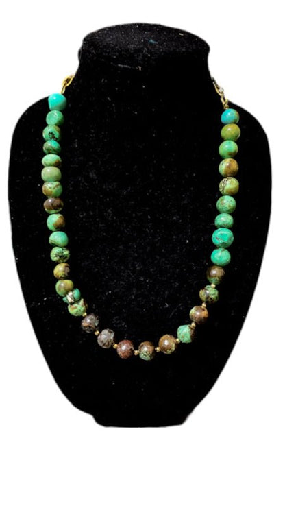 Natural Green and Brown Turquoise Necklace - L.Signature Collection by L.Styles
