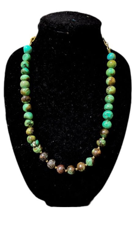 Natural Green and Brown Turquoise Necklace - L.Signature Collection by L.Styles