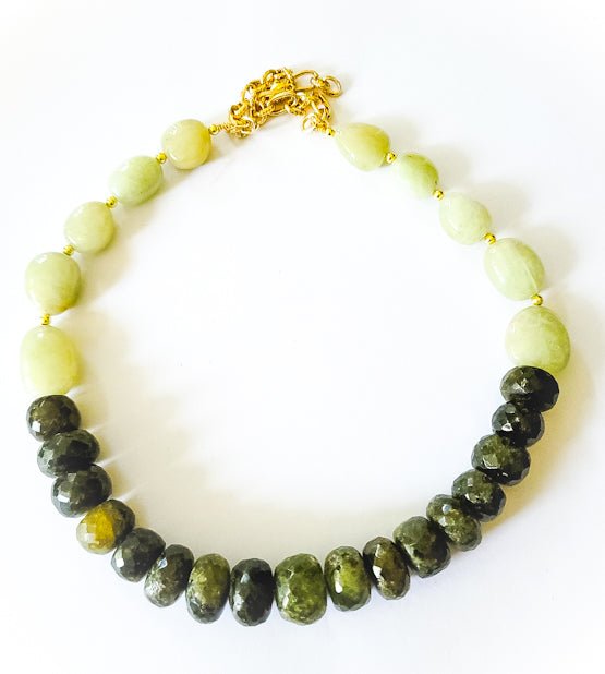 Natural Green Garnet and Aquamarine Necklace L.signature Collection by L.Styles