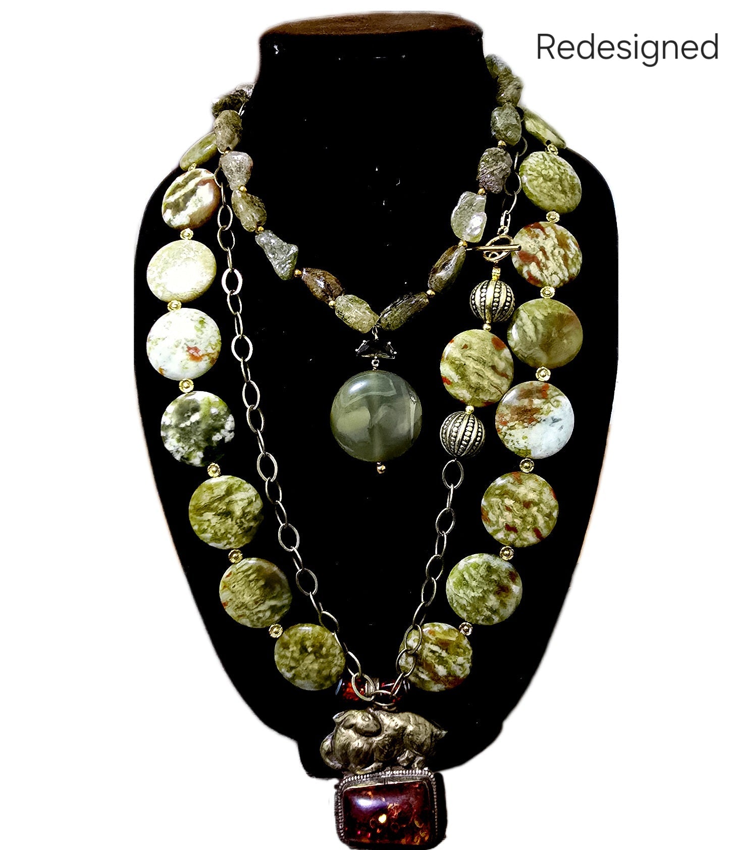 Natural Green Garnet Antique statement necklace - L.Signature Collection by L.Styles