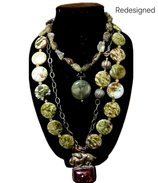 Natural Green Garnet Antique statement necklace - L.Signature Collection by L.Styles