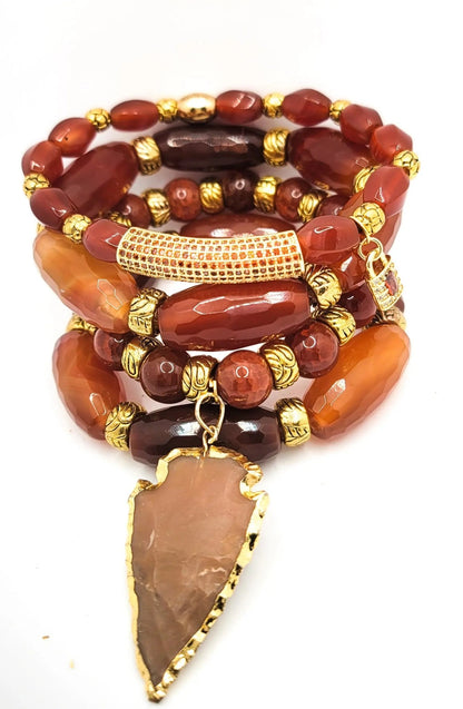 Natural Orange Agate Gemstone Bracelet L.Signature Collection by L.Styles