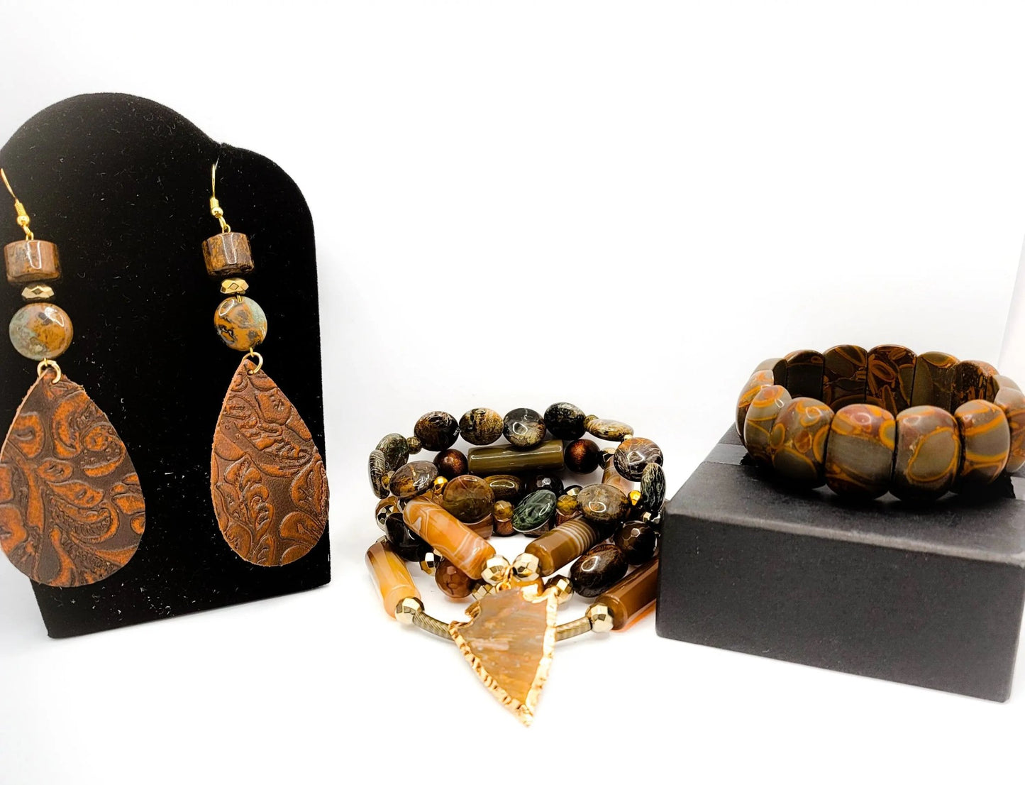 Natural Rainforest Rhyolite Jasper Bracelet set L.Signature Collection by L.Styles