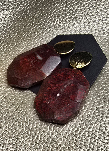Natural Red Sediment Jasper Earrings - L.Signature Collection by L.Styles