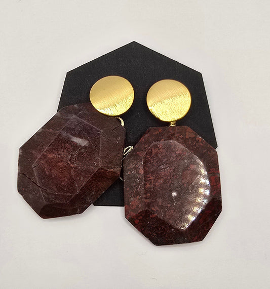 Natural Red Sediment Jasper Earrings - L.Signature Collection by L.Styles