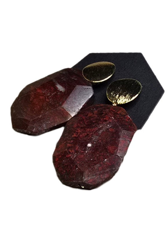 Natural Red Sediment Jasper Earrings - L.Signature Collection by L.Styles