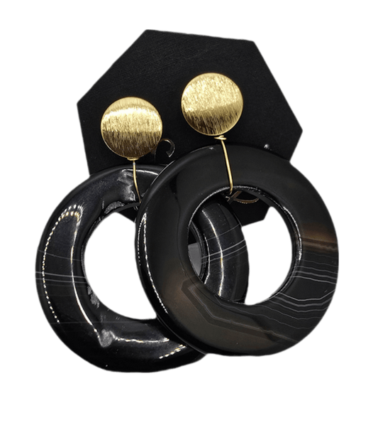 Natural Round Agate Earrings - L.Signature Collection by L.Styles