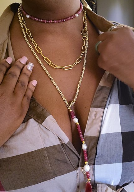 Natural Ruby and Freshwater Pearls Choker Necklace L.Signature Collection