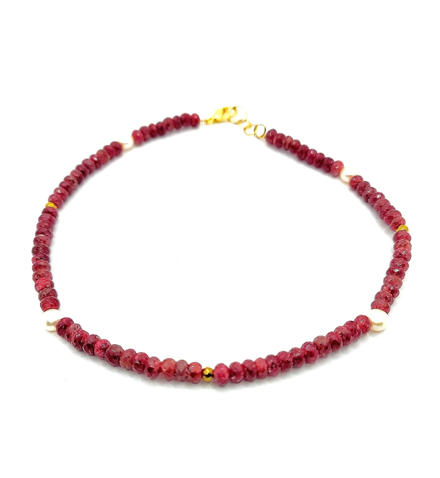 Natural Ruby and Freshwater Pearls Choker Necklace L.Signature Collection