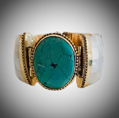 Natural Turquoise  Shell Bangles L.Signature Collection by L.Styles