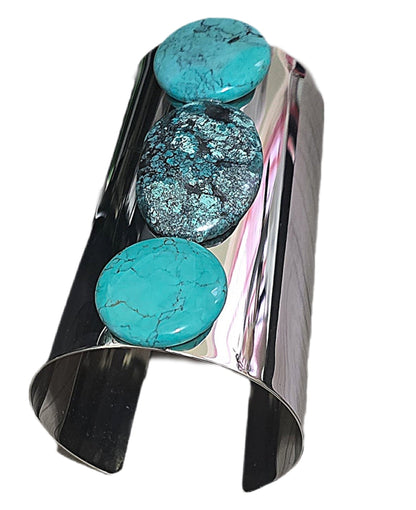 Natural Turquoise Silver Bangle - L.Signature Collection by L.Styles
