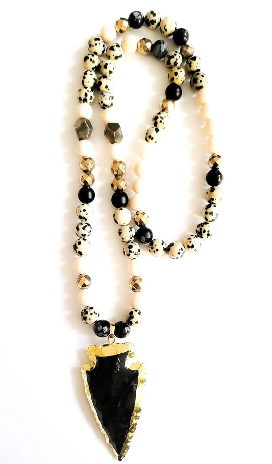 Obsidian Arrowhead Mala Necklace L.Signature Collection by L.Styles