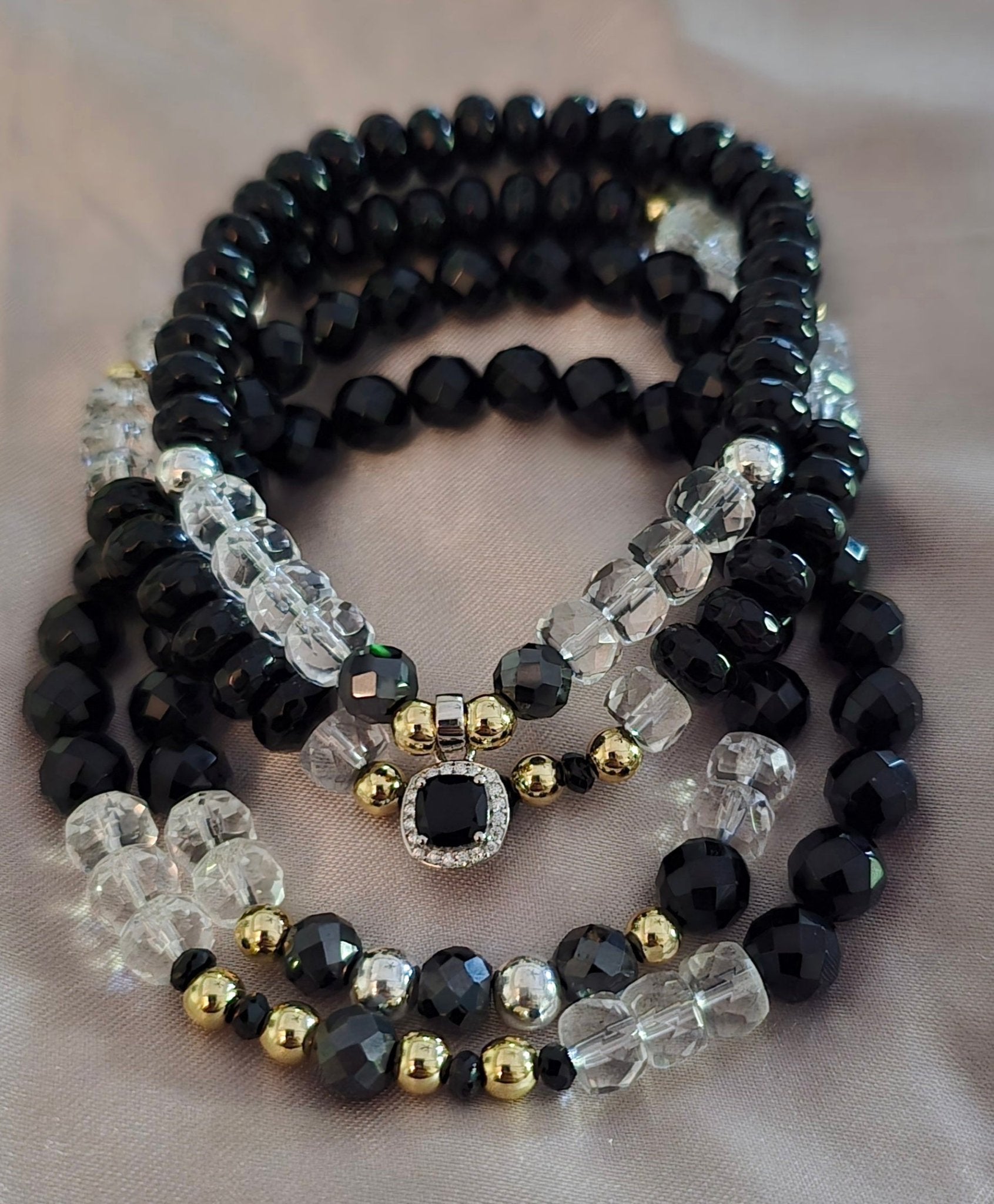 Onyx and Black Diamonds Bracelet set - L.Signature Collection by L.Styles