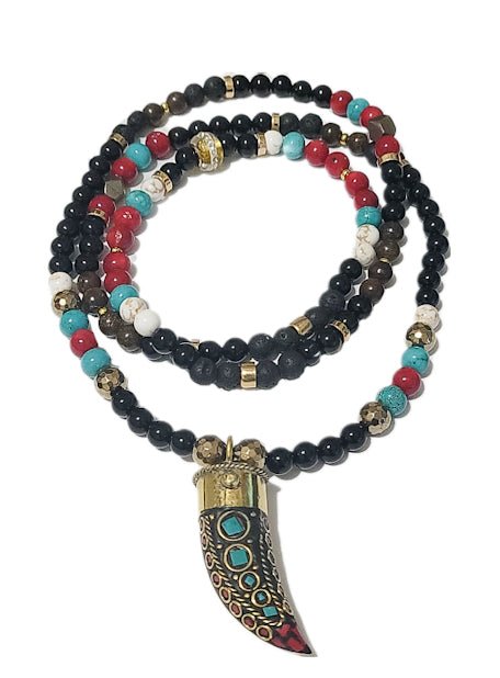 Onyx Tibetan Necklace L.Signature Collection by L.Styles