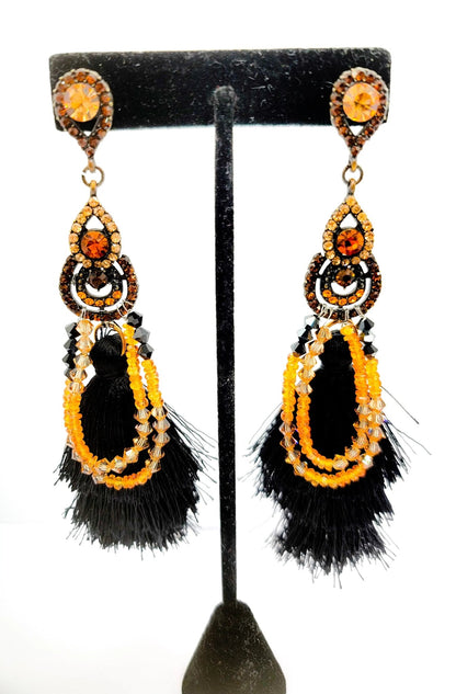 Orange Sapphire Tassel Earrings L.Signature Collection