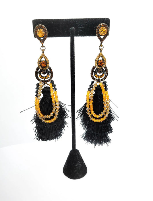 Orange Sapphire Tassel Earrings L.Signature Collection