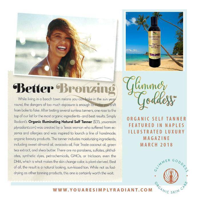 Organic DHA FREE Natural Sunless Tanner Glimmer Goddess® Organic Skin Care