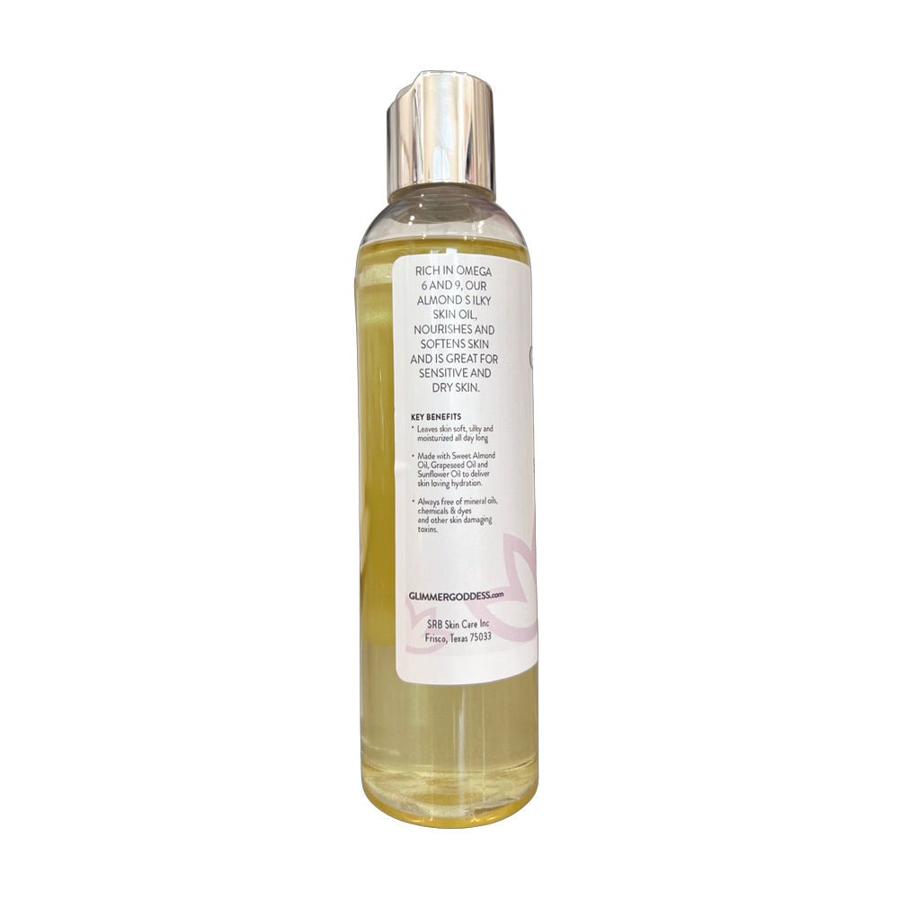 Organic Sweet Almond Silky Skin Oil - 48 Hour Hydration Glimmer Goddess® Organic Skin Care