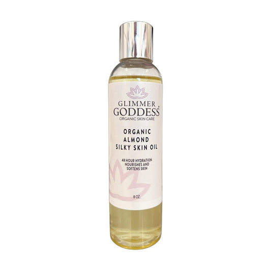 Organic Sweet Almond Silky Skin Oil - 48 Hour Hydration Glimmer Goddess® Organic Skin Care