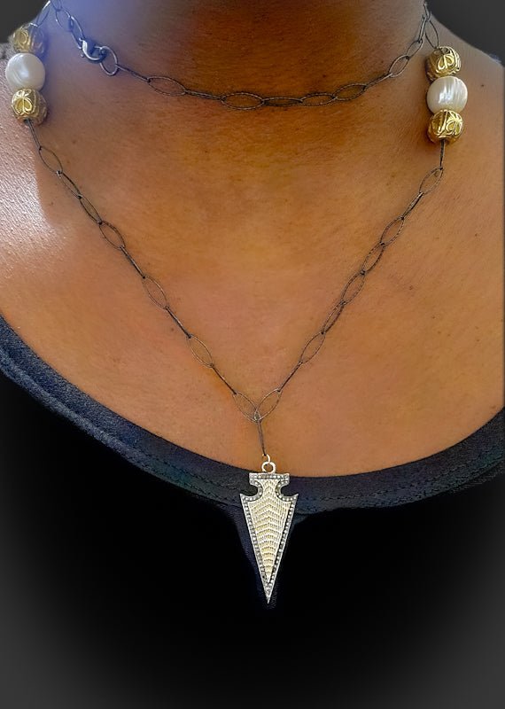 Oxidized Sterling Silver Arrowhead Necklace - L.Signature Collection by L.Styles