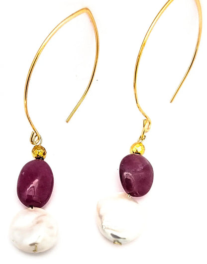 pearl and ruby drop earrings L.Signature Collection by L.Styles