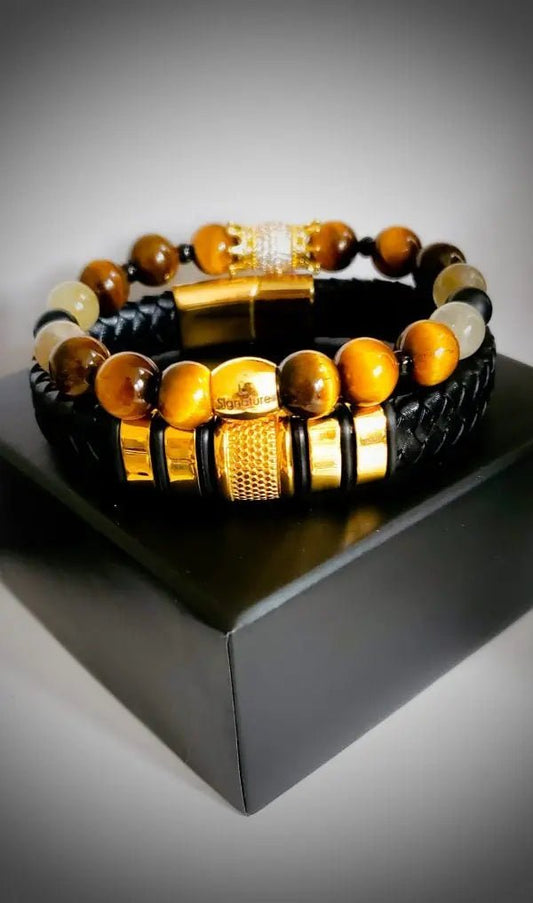 Premium Men's Tiger Eye Bracelet Set L.Signature Collection