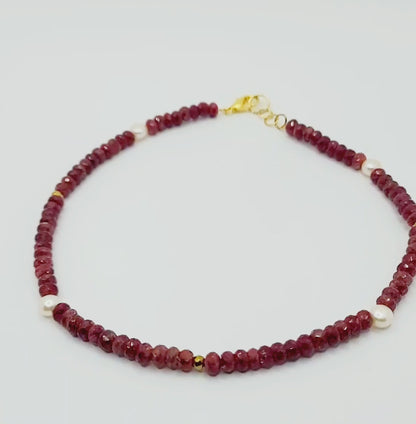 Natural Ruby and Freshwater Pearls Choker Necklace